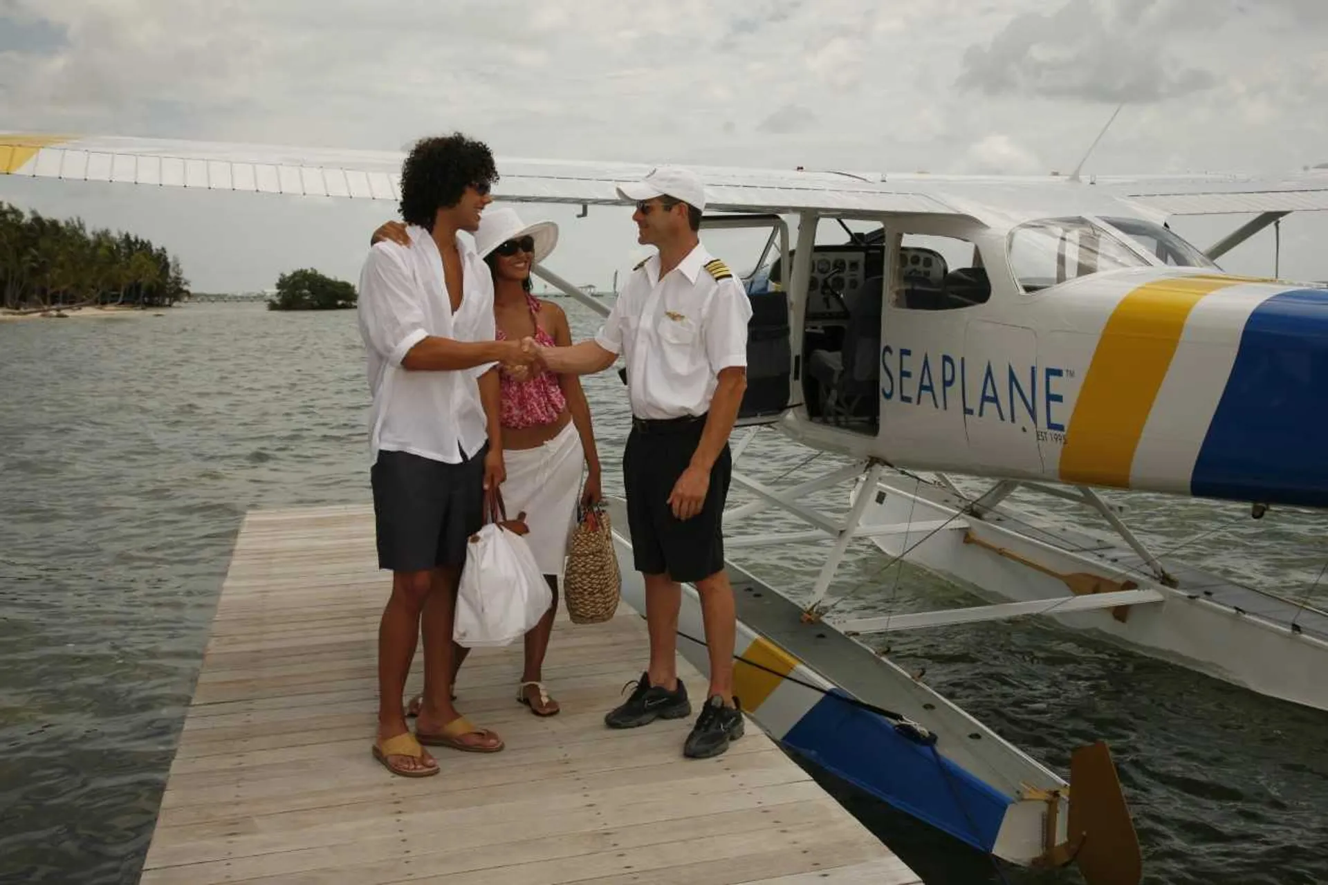 Passengers boarding seaplane
