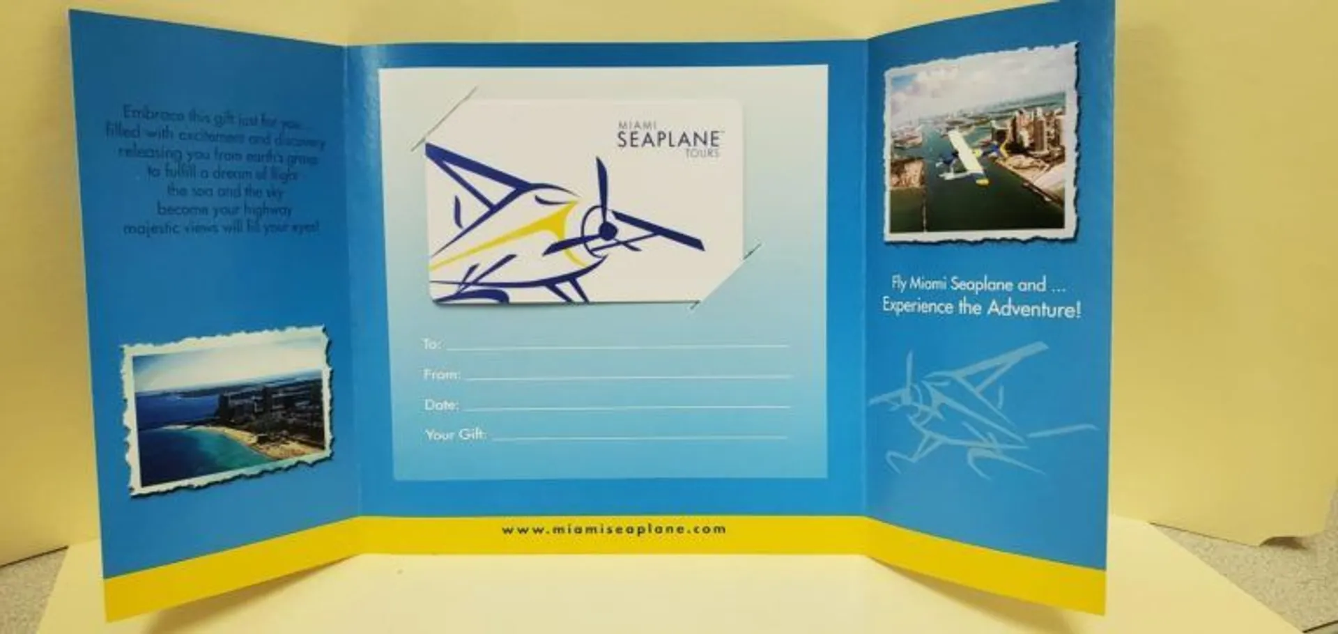 Miami Seaplane Gift Certificate Open View
