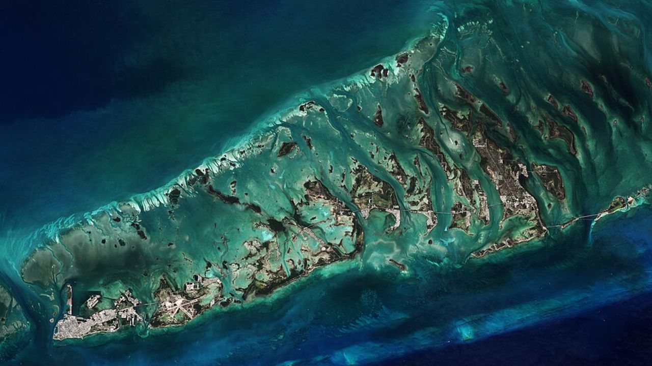 Florida Keys islands connected by causeway over turquoise waters.