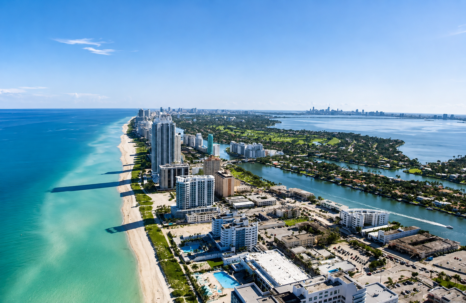 Miami skyline aerial view
