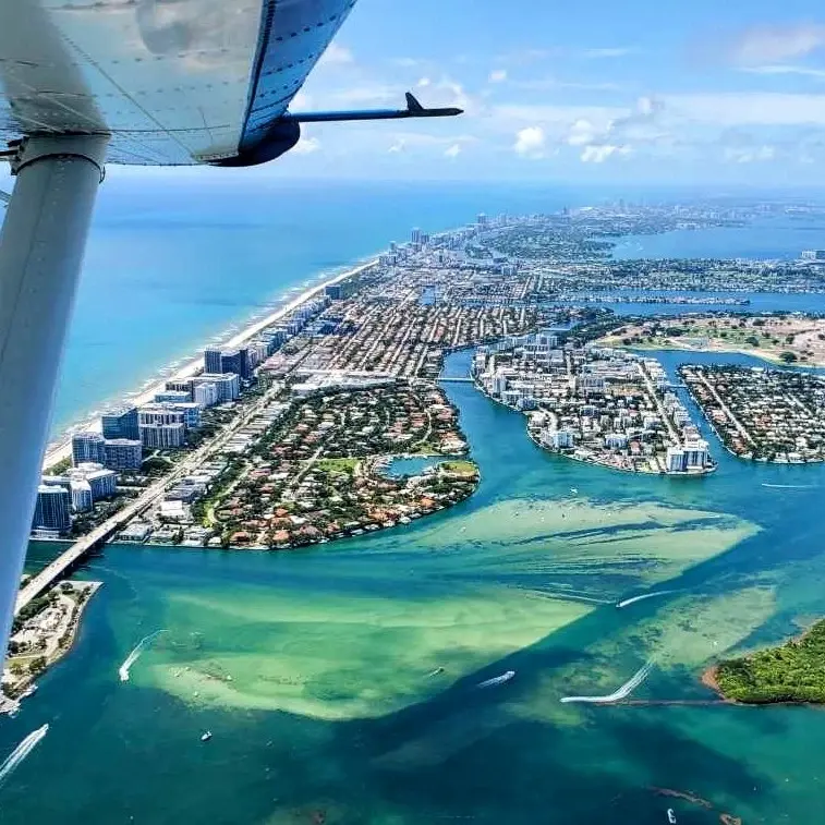 Aerial view of Miami skyline and beaches